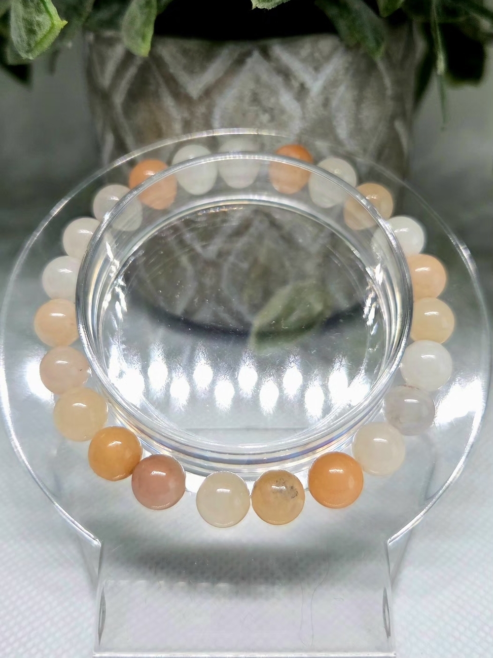 Peach Adverturine Beaded Stretch Bracelet